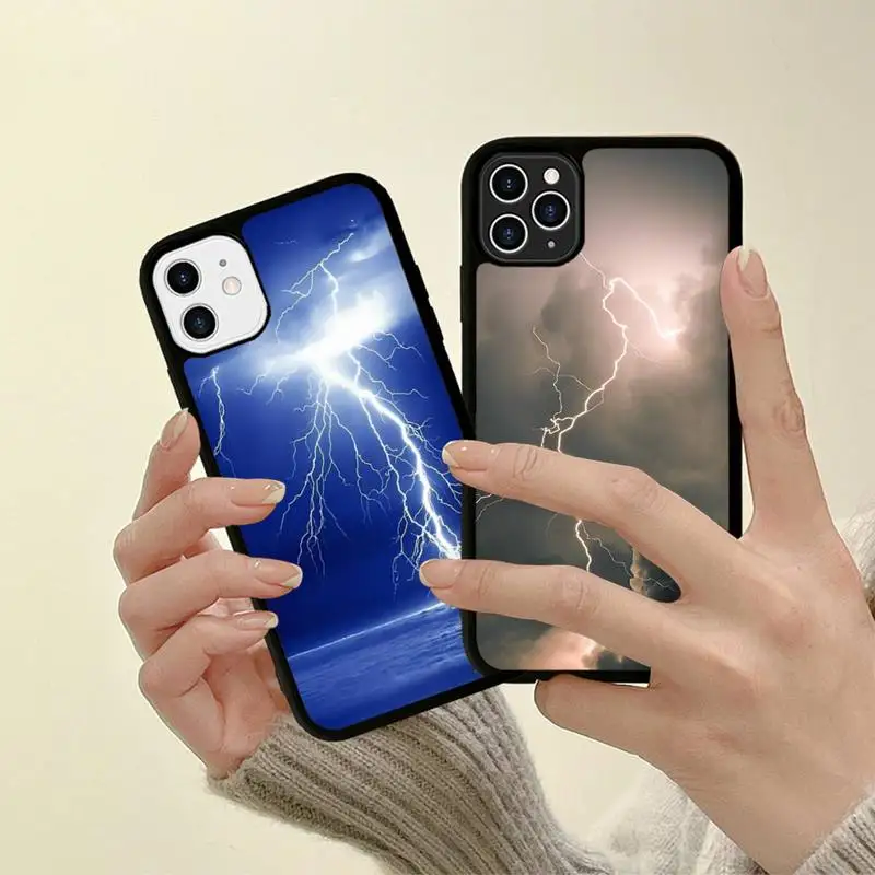 

MaiYaCa Thunderbolt Lightning Phone Case Silicone PC+TPU Case for iPhone 11 12 13 Pro Max 8 7 6 Plus X SE XR Hard Fundas