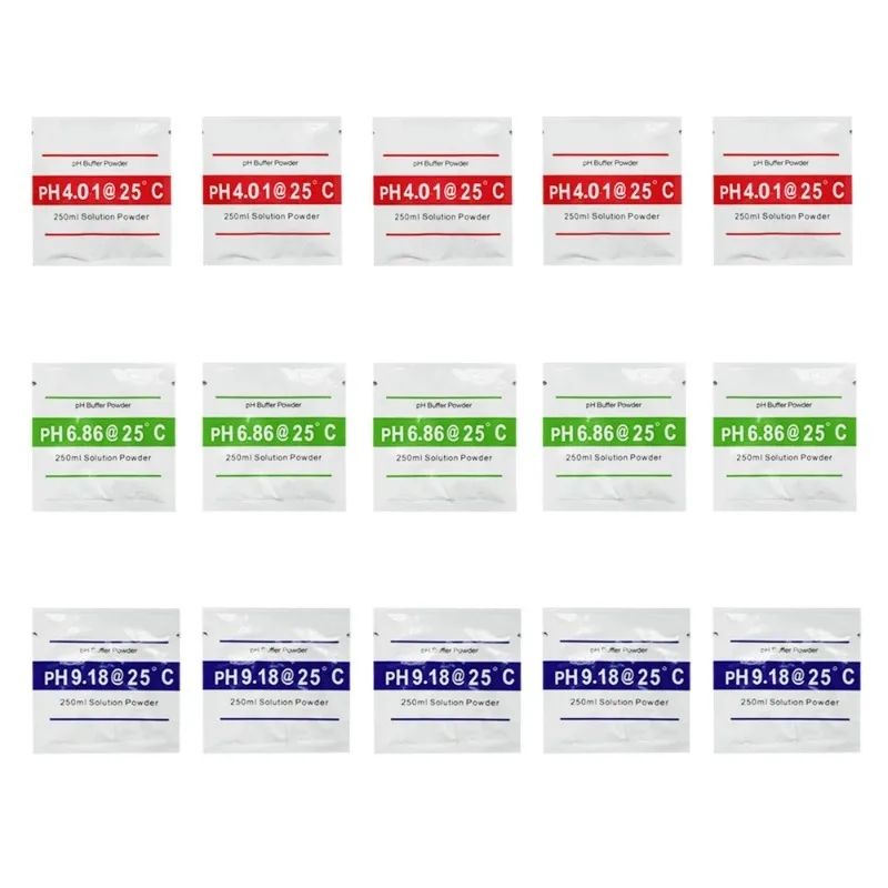 

15 шт., точка калибровки pH-метра, 3 типа, буферный порошок PH, набор, калибровочный раствор, порошок для измерения pH-метра