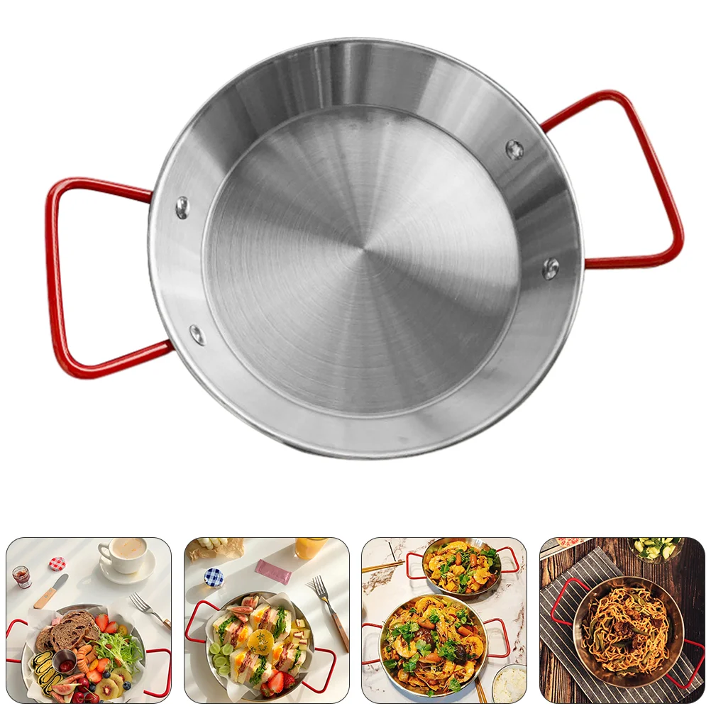 

Double Handle Plate Steel Storage Utensil Tray Picnic Food Stainless Containers Party Anti-scalding Tableware