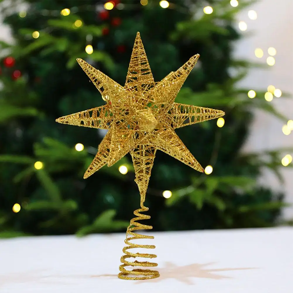 

New Christmas Tree Decorative Lamp Led Copper Wire Star Lamp Wrought Iron Glitter Christmas Tree Top Star With Light String