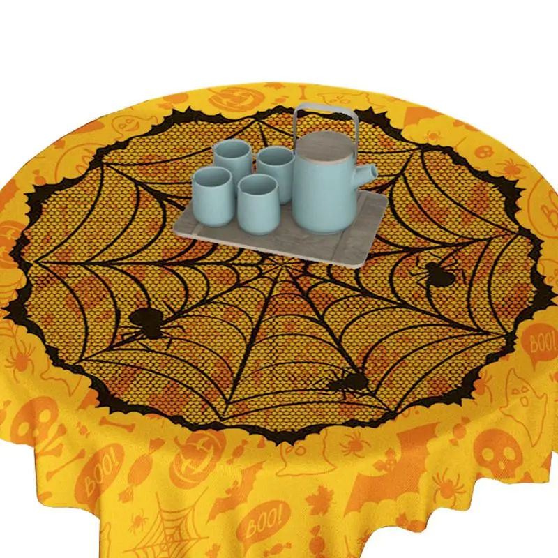 

Halloween Round Spider Web Lace Tablecloth Lace Round Tablecloth For Halloween No Fade Decorative Halloween Tablecloth.For Home