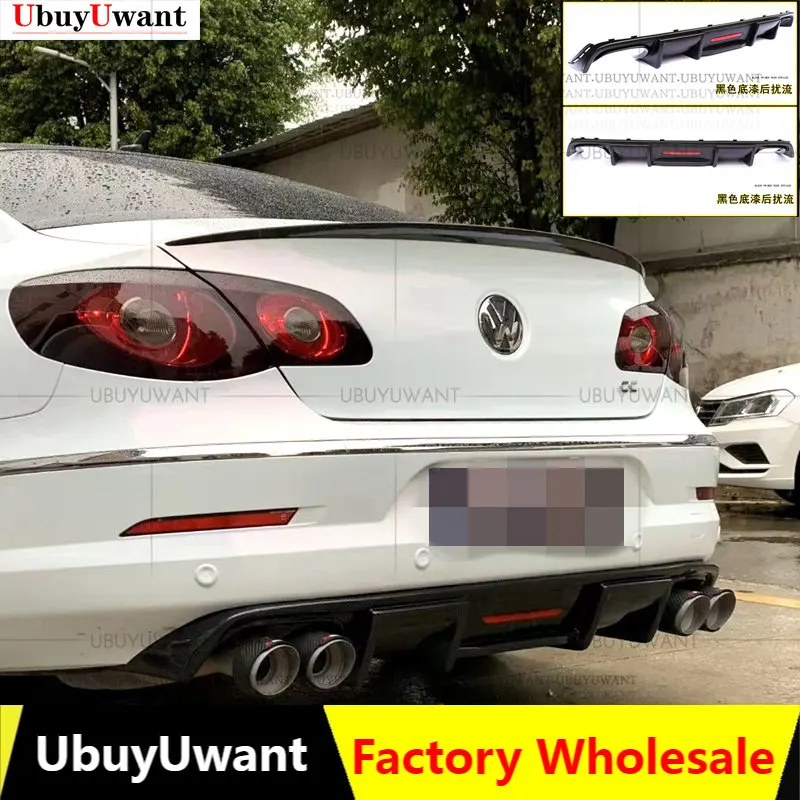 

Задняя губа из углеродного волокна АБС-пластика с идентификацией для Volkswagen Passat CC VW CC Wing 2009-2017, ласты, Акула, стильный диффузор, бампер, ГУАР