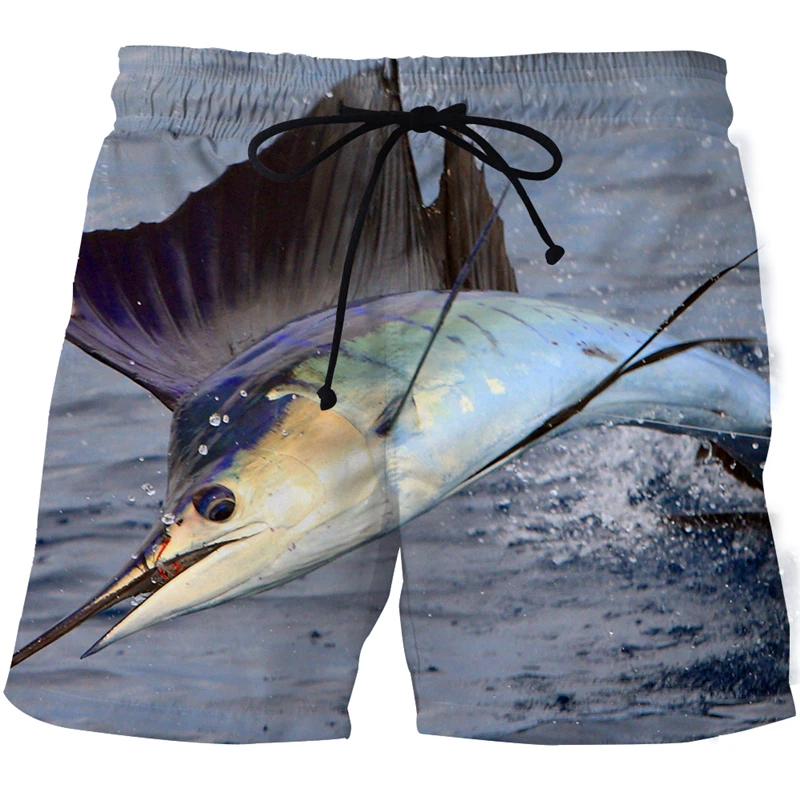 New European And American Ocean Fish Men's Beach Pants 3D Printed Fishing Fashion Harajuku Leisure Sports Swimming Shorts