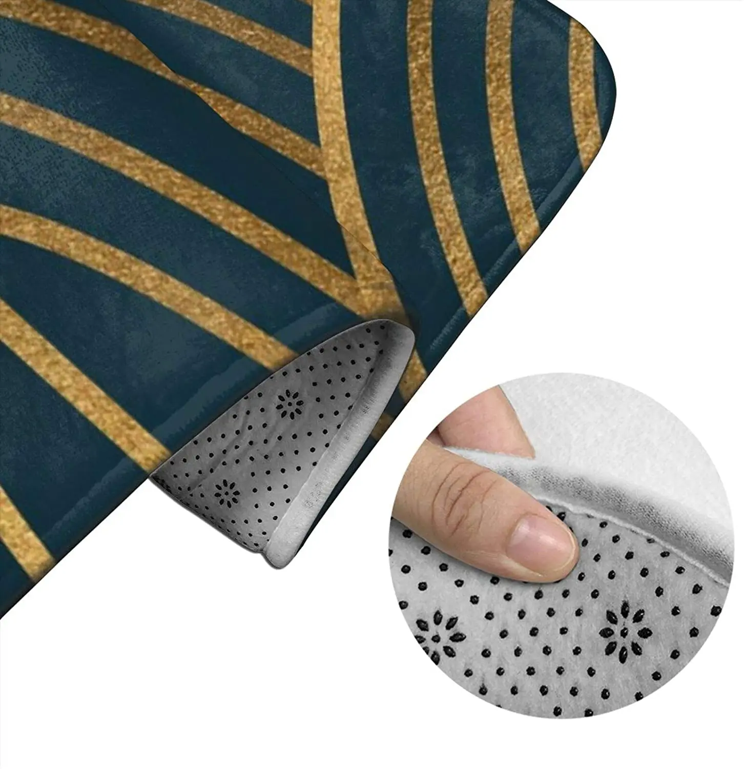 

Art Deco Arches Teal Dark Bathroom Mat Sets 3 Piece Set Rugs Memory Foam Mat Set Toilet Seat Cover Bath mat Lid Cover