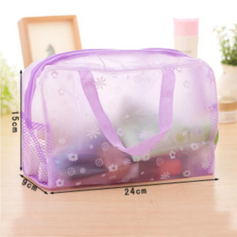 Waterproof PVC Cosmetic Storage Bag for Women Floral Transparent Wash Bag Creative Home Outing Compressed Shower Bag images - 6