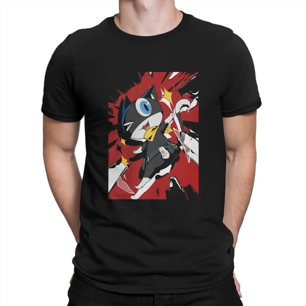 

Men T-Shirt Morgana Persona 5 Classic Awesome Pure Cotton Tee Shirt Short Sleeve Persona Series Game T Shirt Crew Neck Clothing