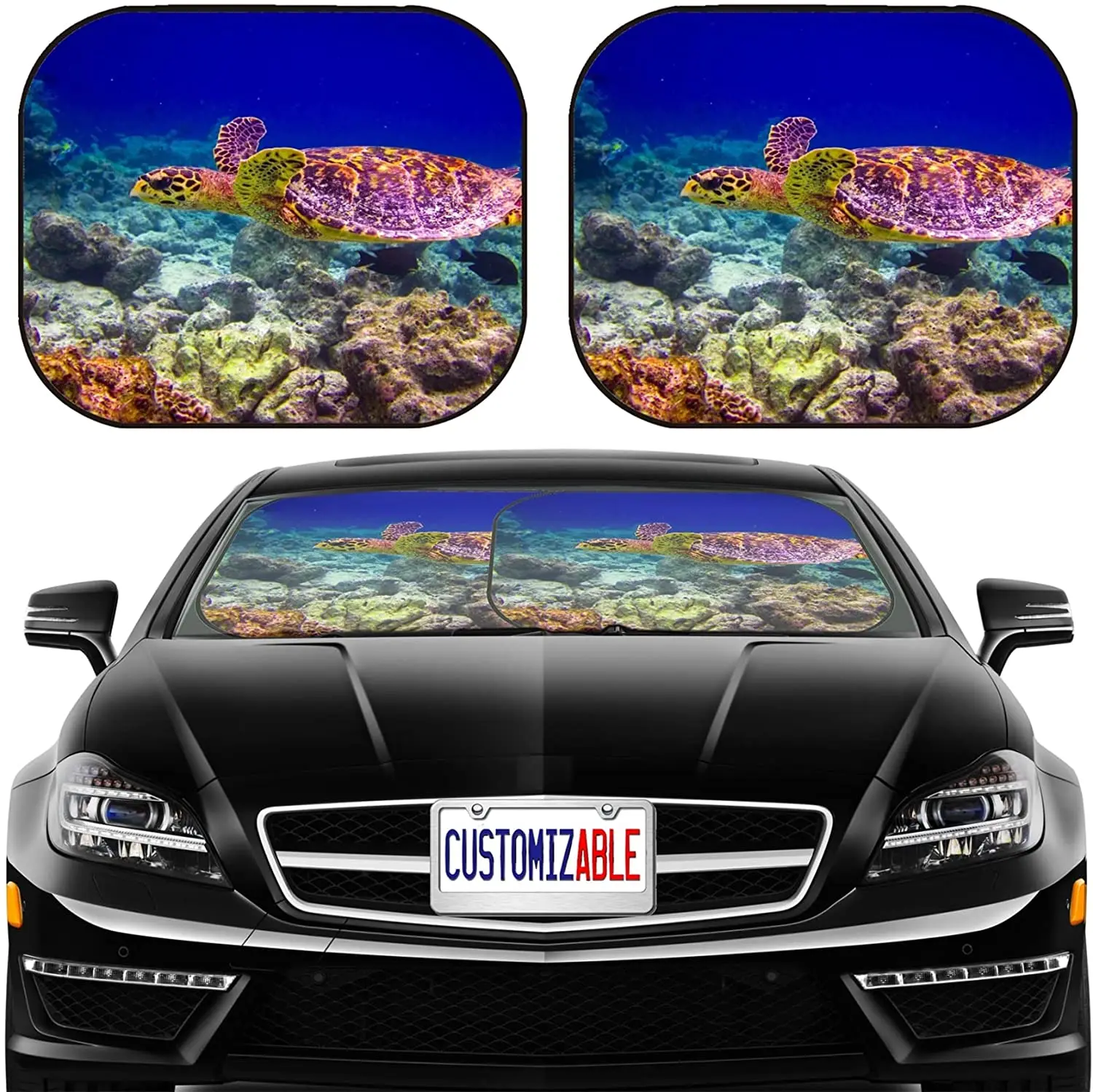 

Car Sun Shade Windshield Sunshade Universal Fit 2 Pack, Block Sun Glare, UV and Heat, Protect Car Interior,