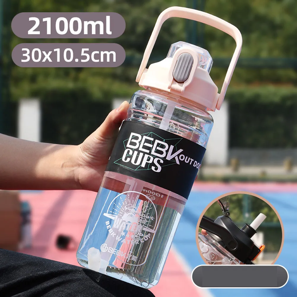 

1500/2100/3000mL Water Bottle With Bounce Cover Leakproof Cup For Outdoor Fitness Sport Large-capacity Water Plastic Cup Kettle