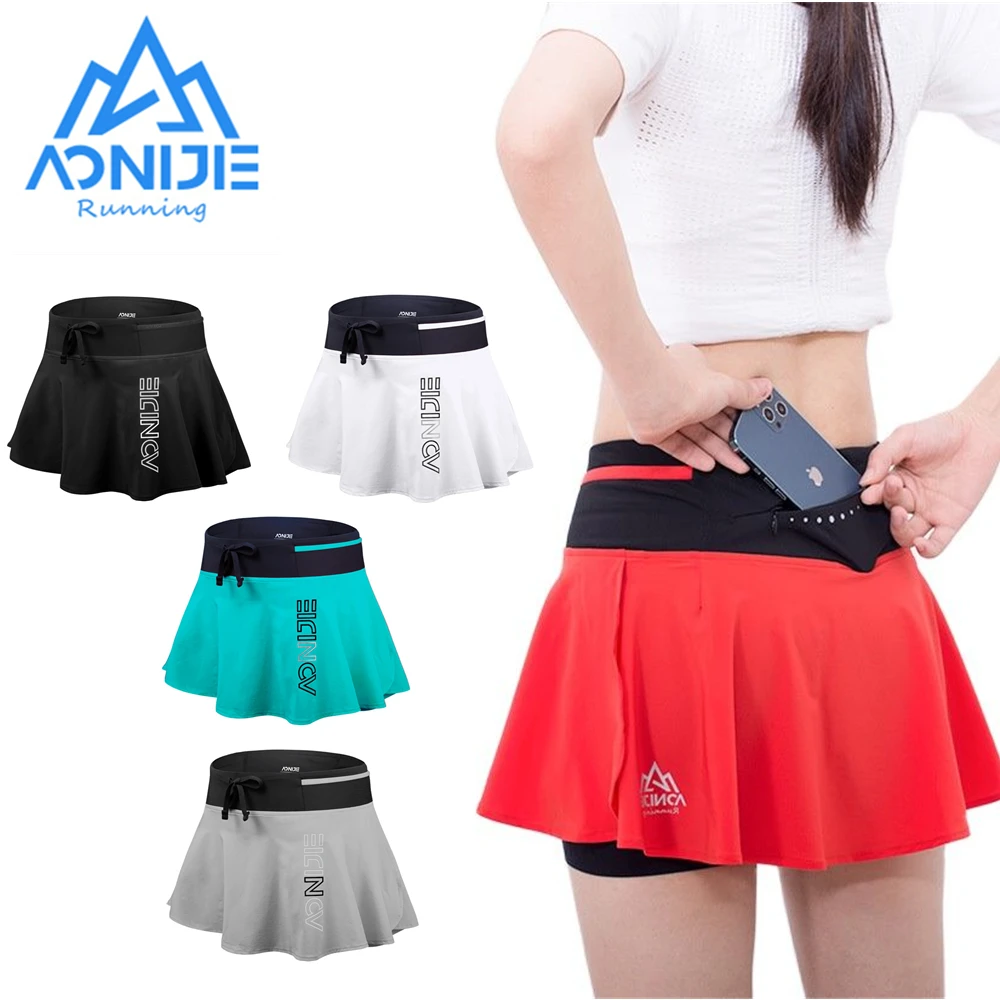 

AONIJIE F5104 Women Female Quick Dry Sports Skirt Pantskirt With Lining Invisible Pocket For Running Tennis Badminton Gym