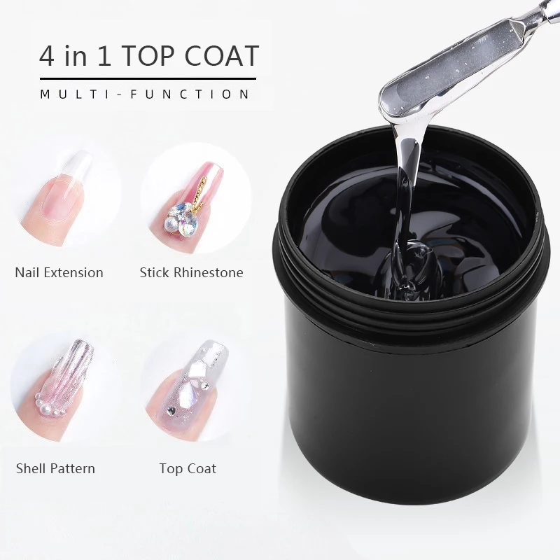 HEALLOR Rhinestones Top Coat No Wipe Without Sticky Layer 3D Water Drop UV Gel Rhinestone Glue Multifunction In 1 5oz 142g