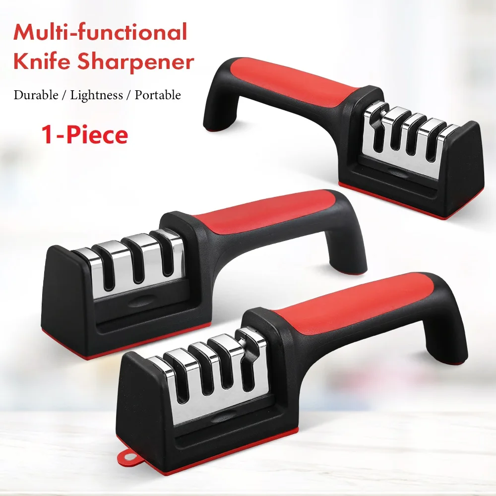 

Точилка для ножей, ручная многофункциональная, 3/4 этапов, быстрая заточка, инструменты, Нескользящая база, кухонные ножи, аксессуары, гаджет