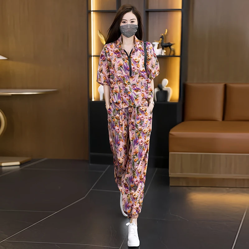 Женский комплект с принтом размера плюс в стиле вестерн новинка лета 2024