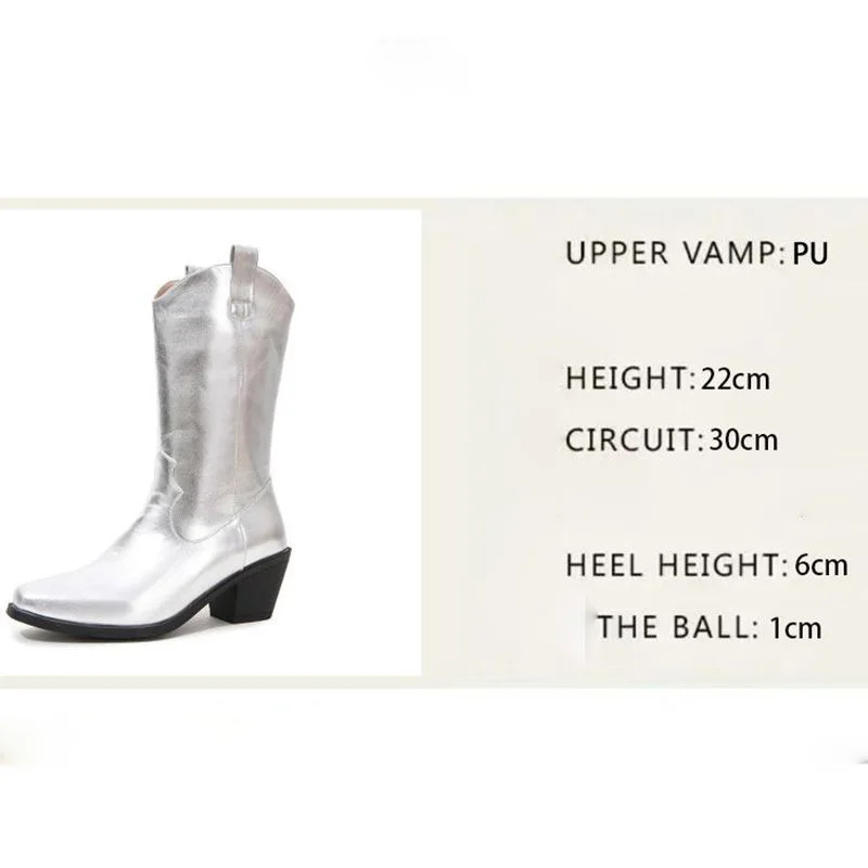 Girseaby женские ковбойские сапоги в стиле вестерн с квадратным носком на массивном