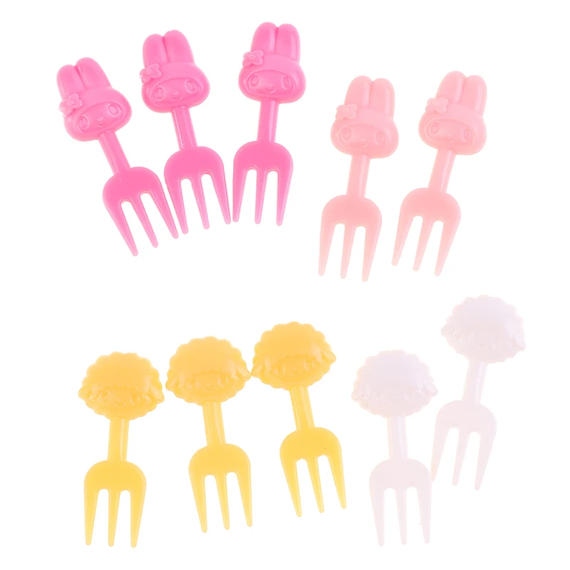 

10Pcs Cartoon Fruit Fork Cute Animal Bento Fork Cake Dessert Fork Mini Cartoon Toothpick Children's Lunch Accessery
