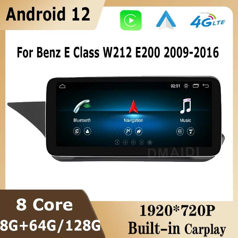 

Car Radio GPS Navigation 12.5/10.25inch Andriod 12 8+128G Multimedia Player for Mercedes Benz E Class W212 2009-2015