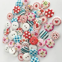30pcs 15mm wood buttons mixed colors styles painted round shape scrapbooking for clothing diy craft decor sewing accessories