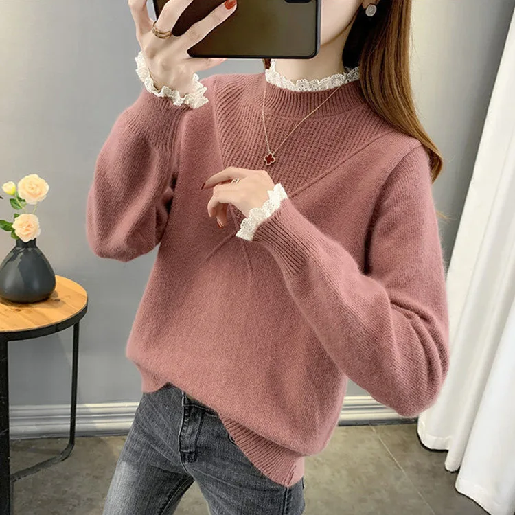 

2021 spring and autumn pregnant women's new round neck pullover loose sweater Black