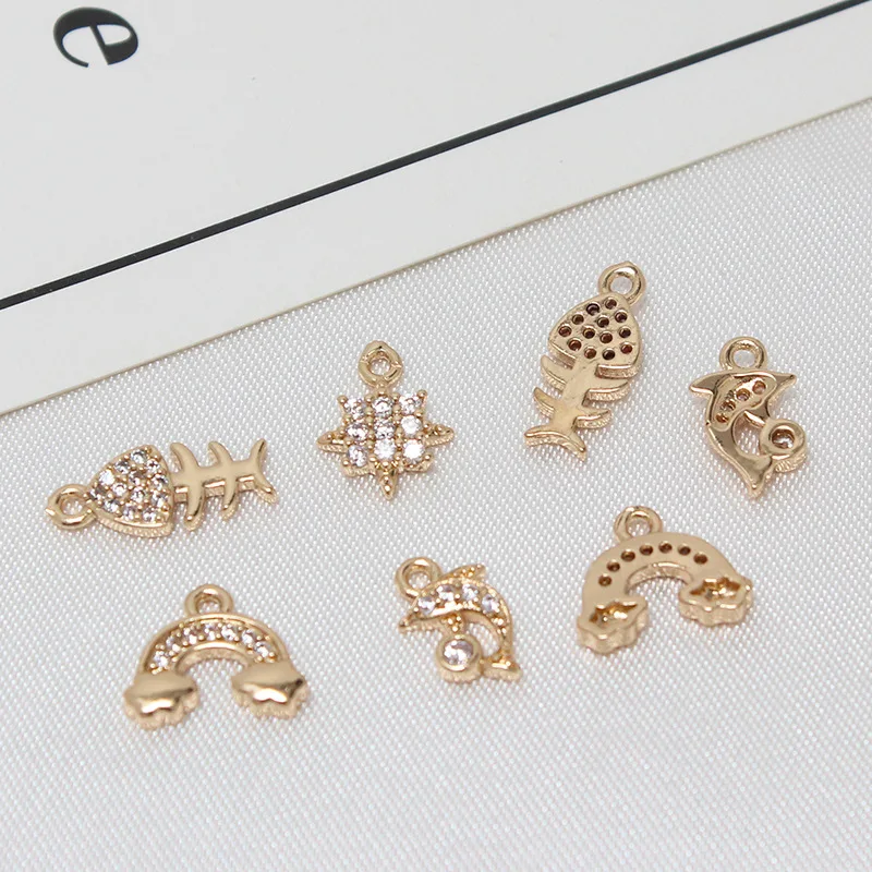 6 шт. медные аксессуары сделай сам микро-набор циркониевые короны рыбья кость