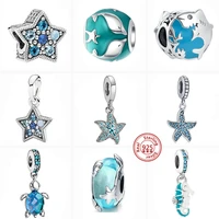 925 silver starfish sea turtle seahorse pendant shell dolphin cute beads fit original pandora charms bracelet women fine jewelry