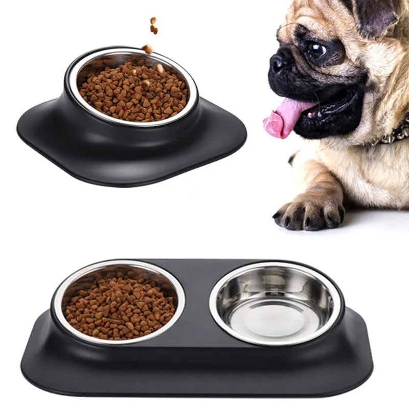 

Stainless Steel Cat Dog Food Bowl Raised Detachable Elevated 15°Slanted Non-slip Pet Utensils Puppy Feeding Container