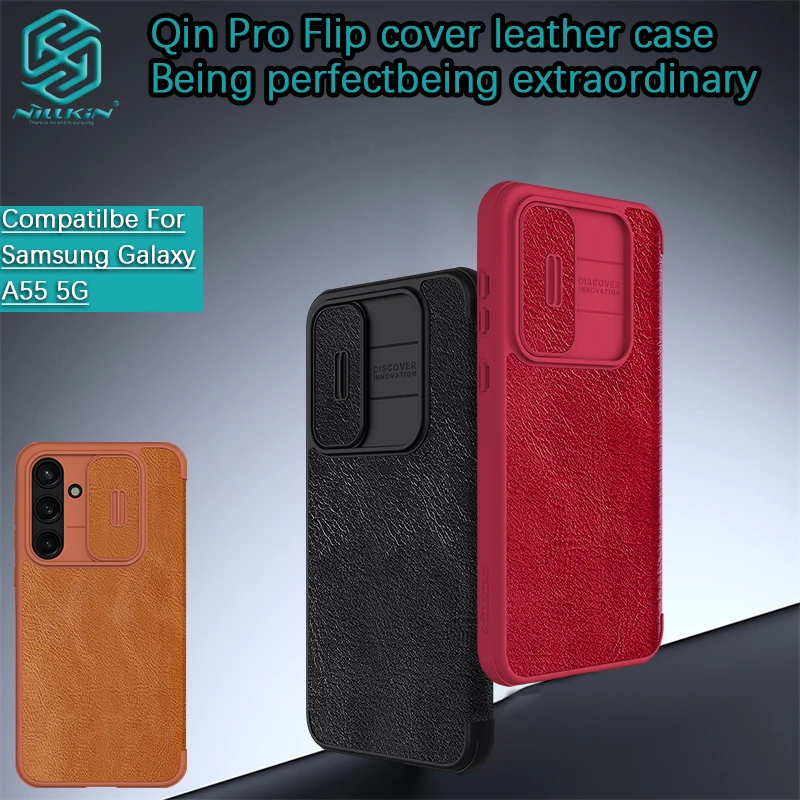 Кожаный чехол для Samsung Galaxy A55/A54/A53/A73/A14/A24 4G/A35 Qin Pro