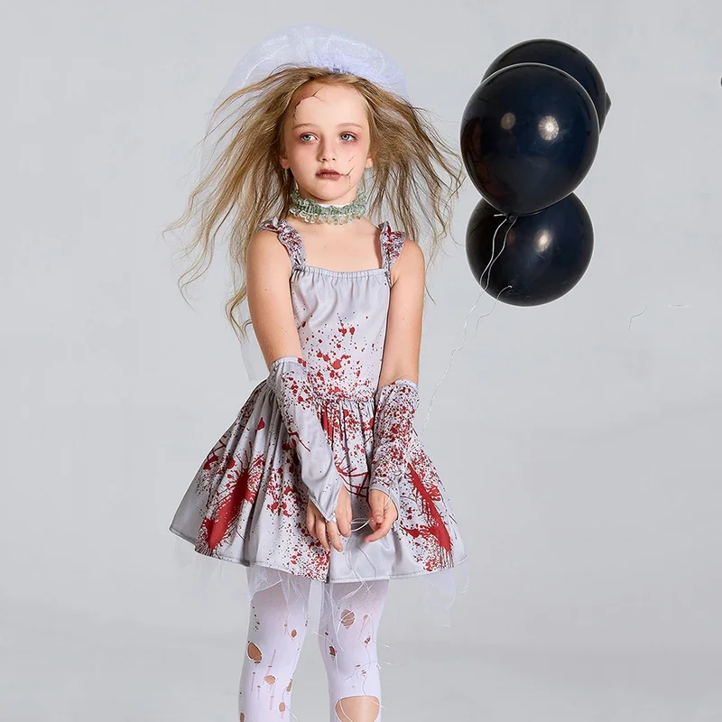 Костюм на Хэллоуин для детей косплей платье невесты с призраком женское вампира