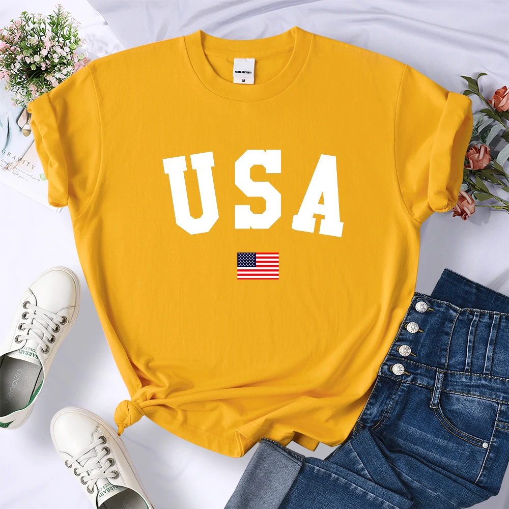 

Usa American Flag Patriotic Print Women T Shirt Fashion Cute Short Sleeve Street Hip Hop Tee Clothes Sport Breathable T-Shirt