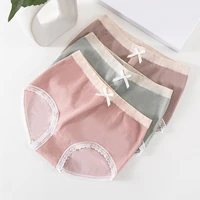 roseheart new women fashion pink cotton mid waist panties bow underwear lingerie briefs underpants f seamless plus size