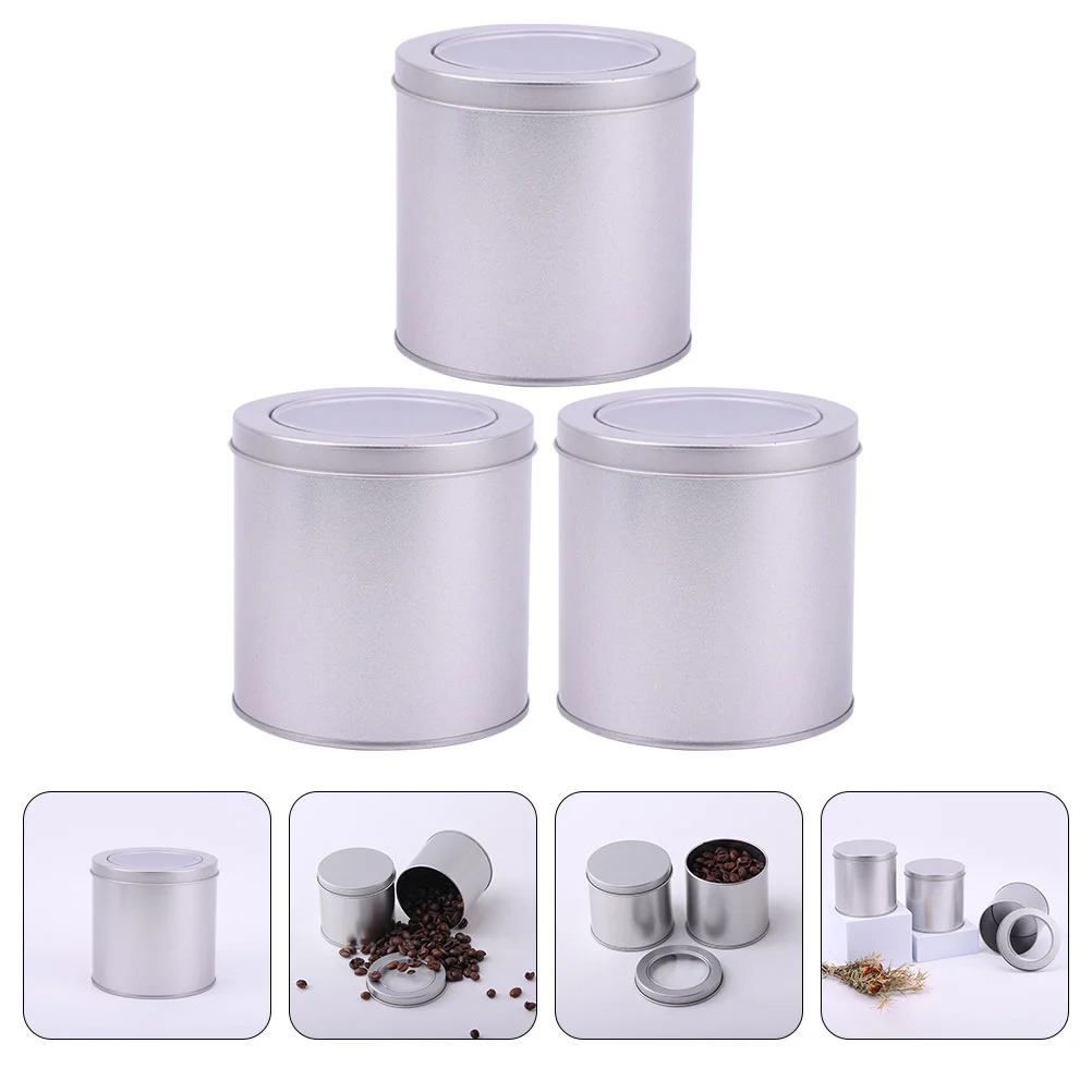 

3 Pcs Food Containers With Lids Leaf Lids Tin Organizer Canister Airtight Open The Window Canisters Tinplate Food Container