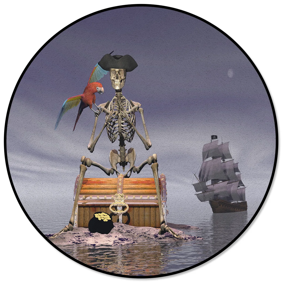 

Коврики с черепами, пиратским кораблем, морскими волнами, коврики для дома, гостиной, Круглый нескользящий коврик для детской комнаты