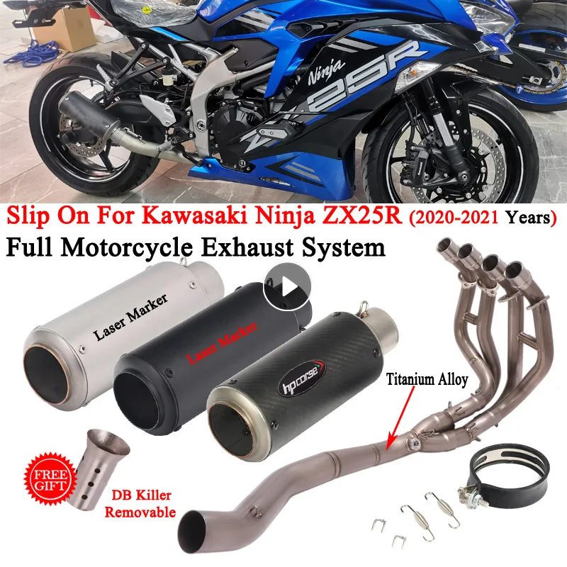 

For Kawasaki Ninja ZX25R ZX-25R 20-21 Full System Motorcycle Exhaust Escape Modify Titanium Alloy Front Mid Link Pipe Muffler