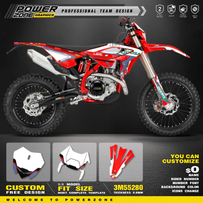 Комплект графической наклейки и наклеек PowerZone для BETA 2023 2024 2025 RR ENDURO 125 200 250 300RR 350 390