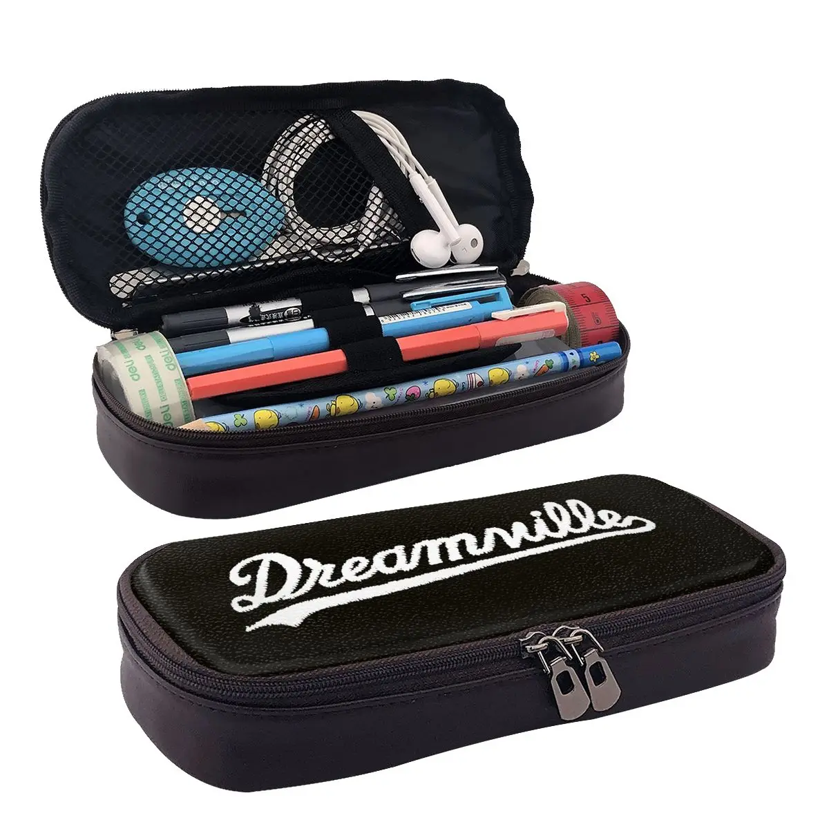 

Dream Born Sinner Crown Leather Pencil Case Zipper Pencil Box Stationery Pen Pouch for Boys Girls School Students Work Office