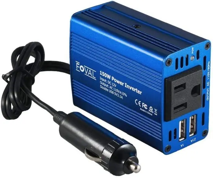 

150W Power Inverter 12V DC to 110V AC Converter with 3.1A Dual USB Car Charger