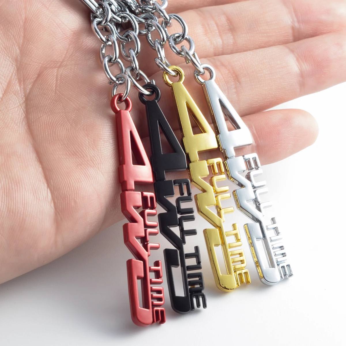 

Car Keychain 4WD Fulltime Logo Metal Keyring Key Ring Holder For Toyota FJ Mitsubishi Chevrolet JEEP Suzuki Dodge Accessories
