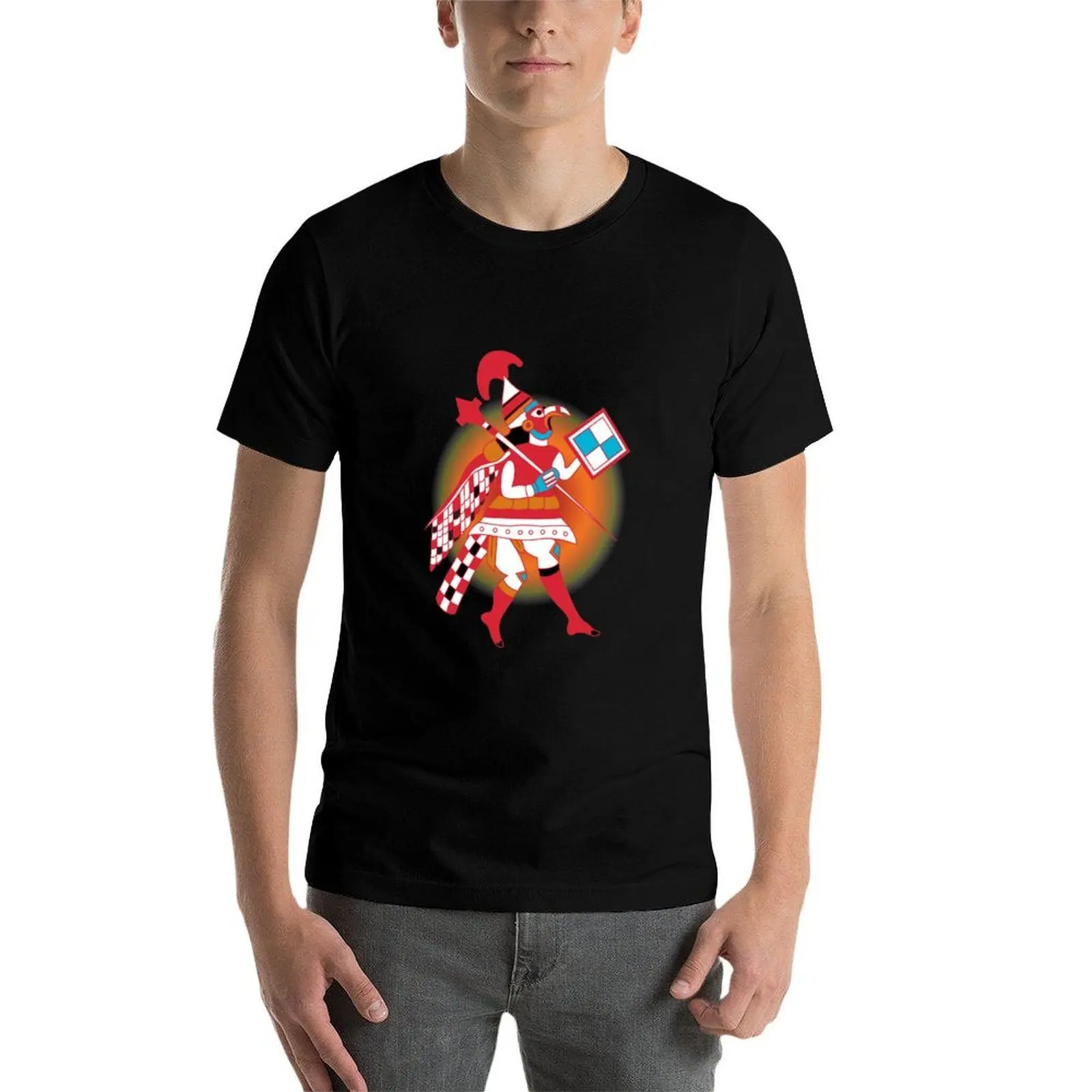 Фото Футболка Moche Warrior - Moche Art - Pop Art, базовая повседневная одежда, топ с короткими рукавами №4