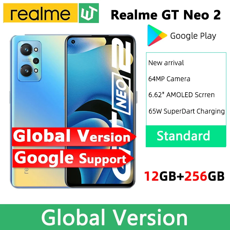 

Realme GT NEO 2 Global Version Smartphone 12GB 256GB Snapdragon 870 5G 120Hz AMOLED 65W Charge 5000mAh 64MP Camera Mobile Phone