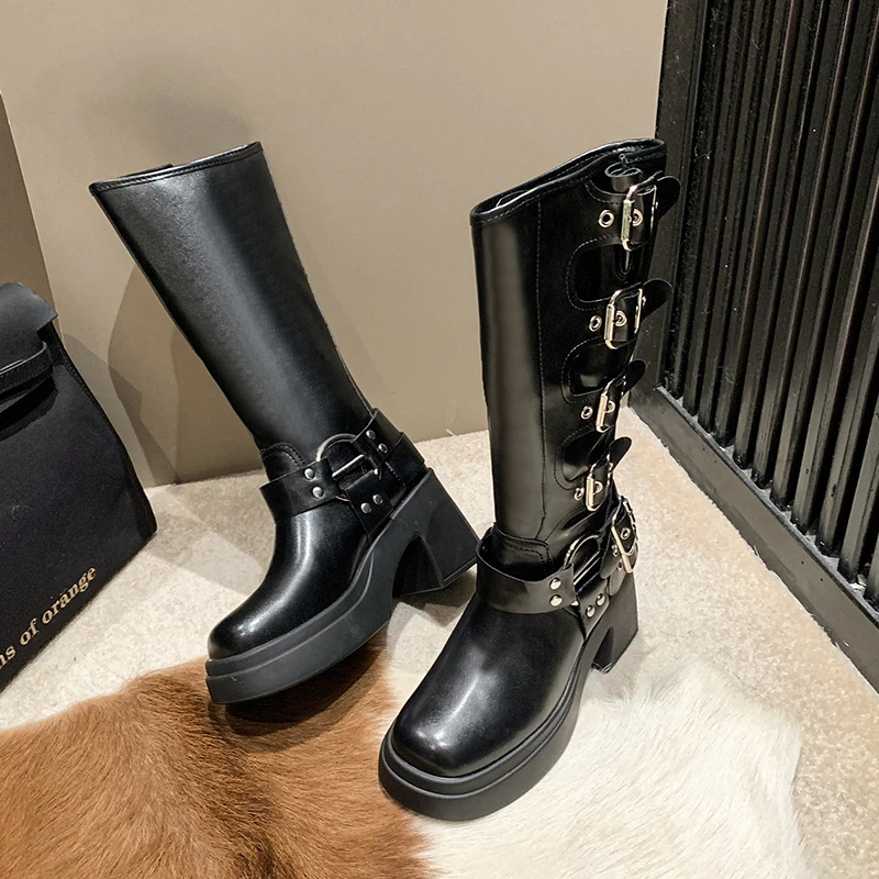 Женские ботинки челси на высоком каблуке длинные платформе новинка 2024 Модные