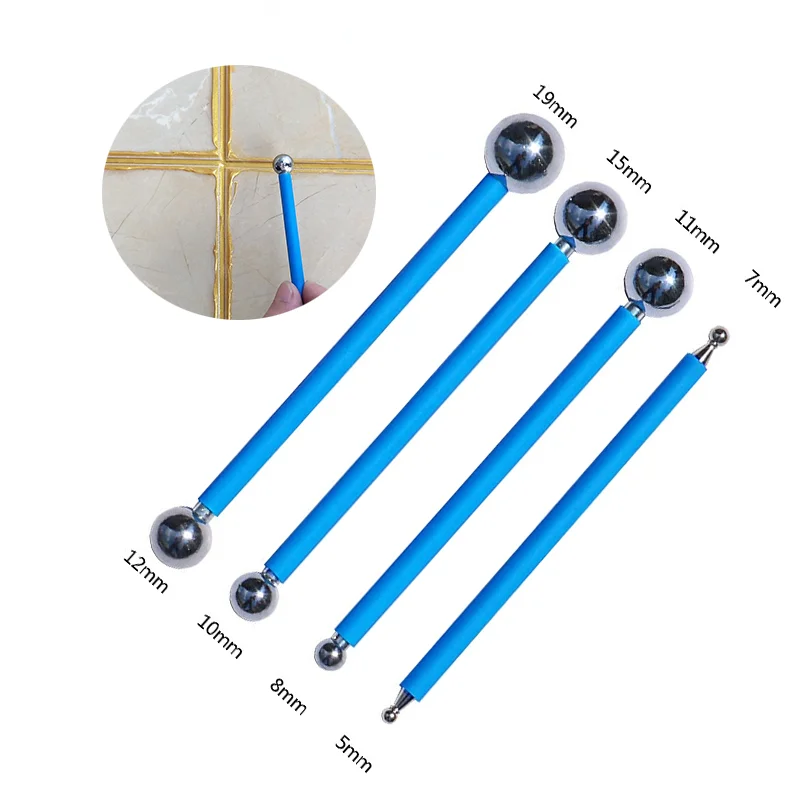 4pcs Double Steel Pressed Ball Tile Grout Tools 8 Sizes Repairing Floor Pressure Seam Stick Home Wall Gap Scraping Hand Tool