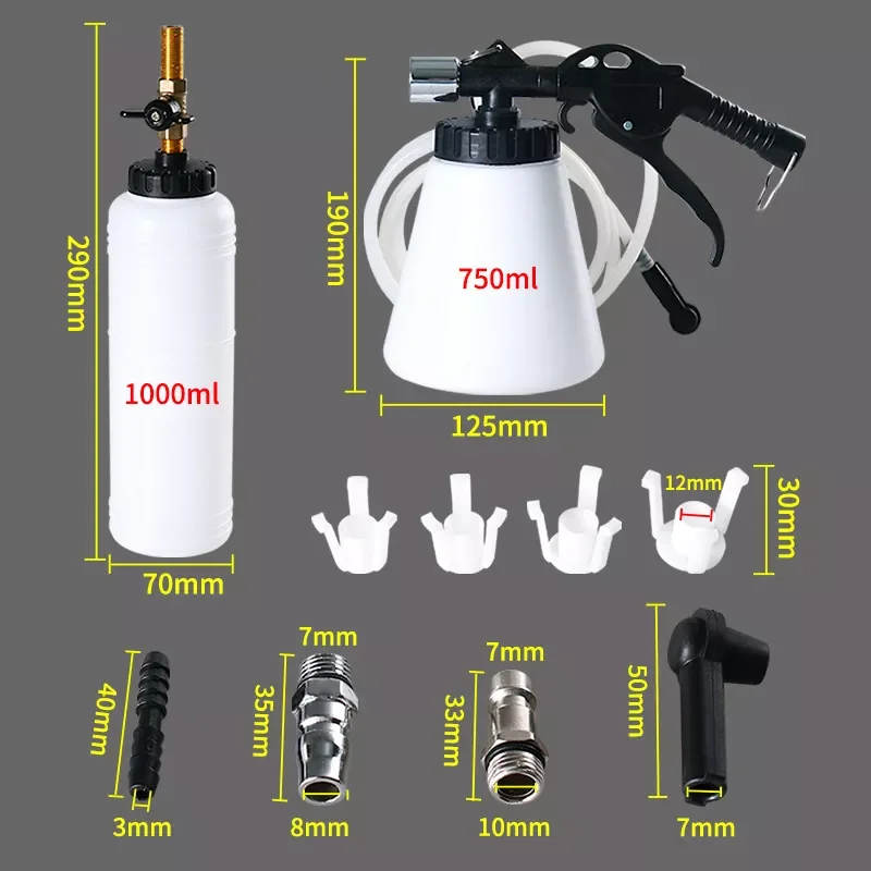 

0.75L Capacity Car Brake Bleeder Pumping Fluid Kit Oil Change Purge Tank Tubes Repair Tools Truck Automobile Accessories