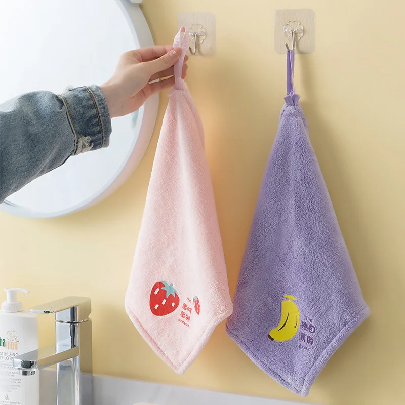 

Coral Fleece Soft Hand Towel Banana Apple Fruit Print Children's Small Wipe Handkerchief Quick-dry Absorbent Bath Terry Towels