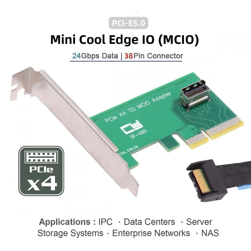 PCI-Express-карта 5 0 4 4X для MCIO Mini Cool Edge IO гнездовой хост-адаптер Pcie Nvme U.2 SSD-адаптер