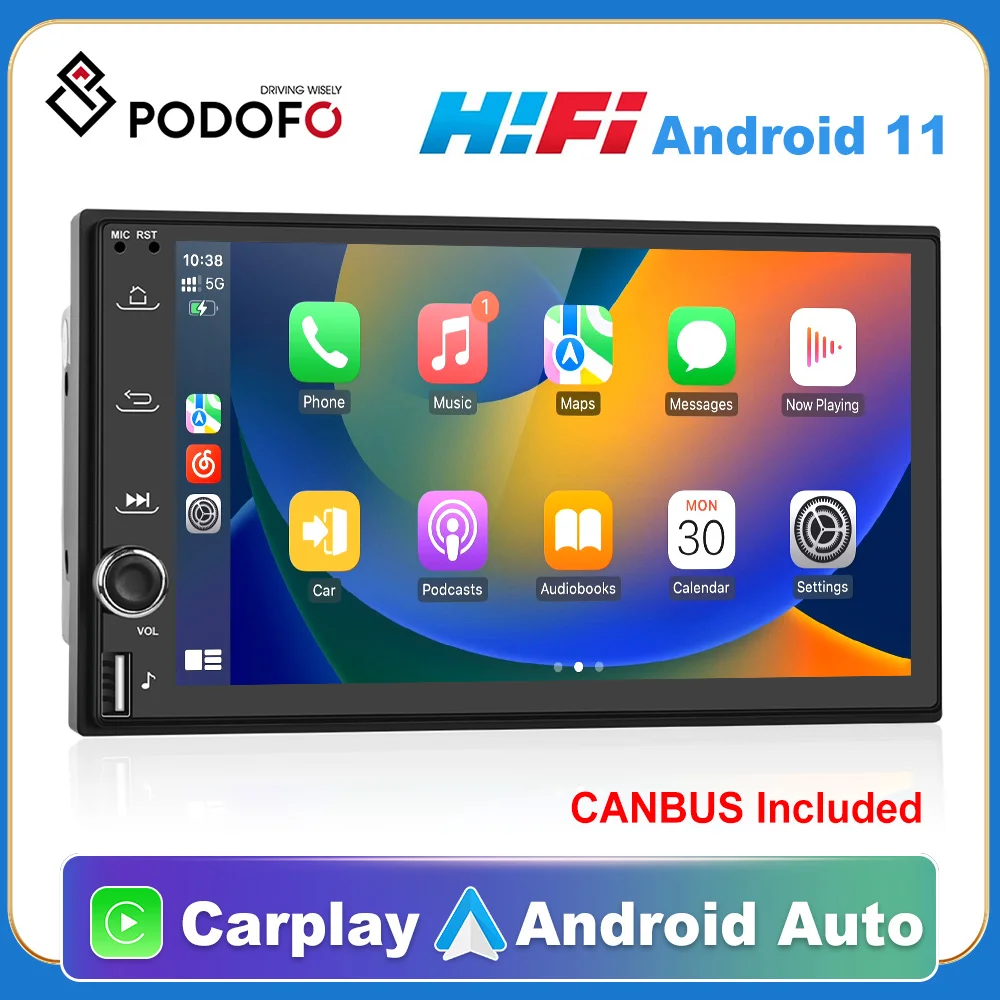 

Podofo автомобильное радио GPS 2 din Android 11 Авто Carplay Универсальный 7 "для Volkswagen Nissan Toyota MP5 мультимедийный плеер