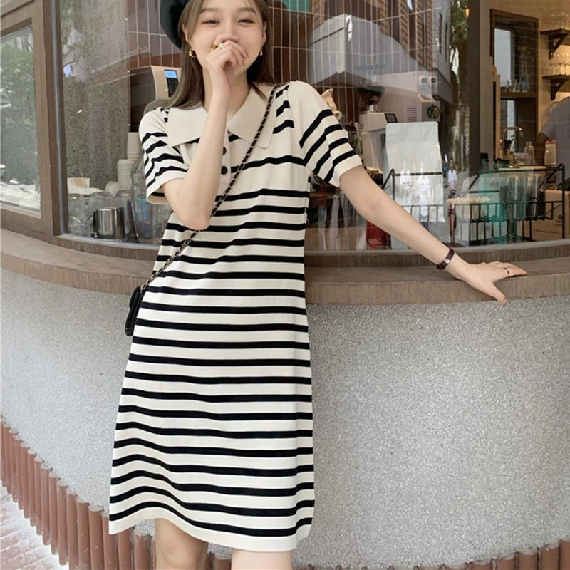 J78E женское мягкое Непринужденное платье с коротким рукавом до колена