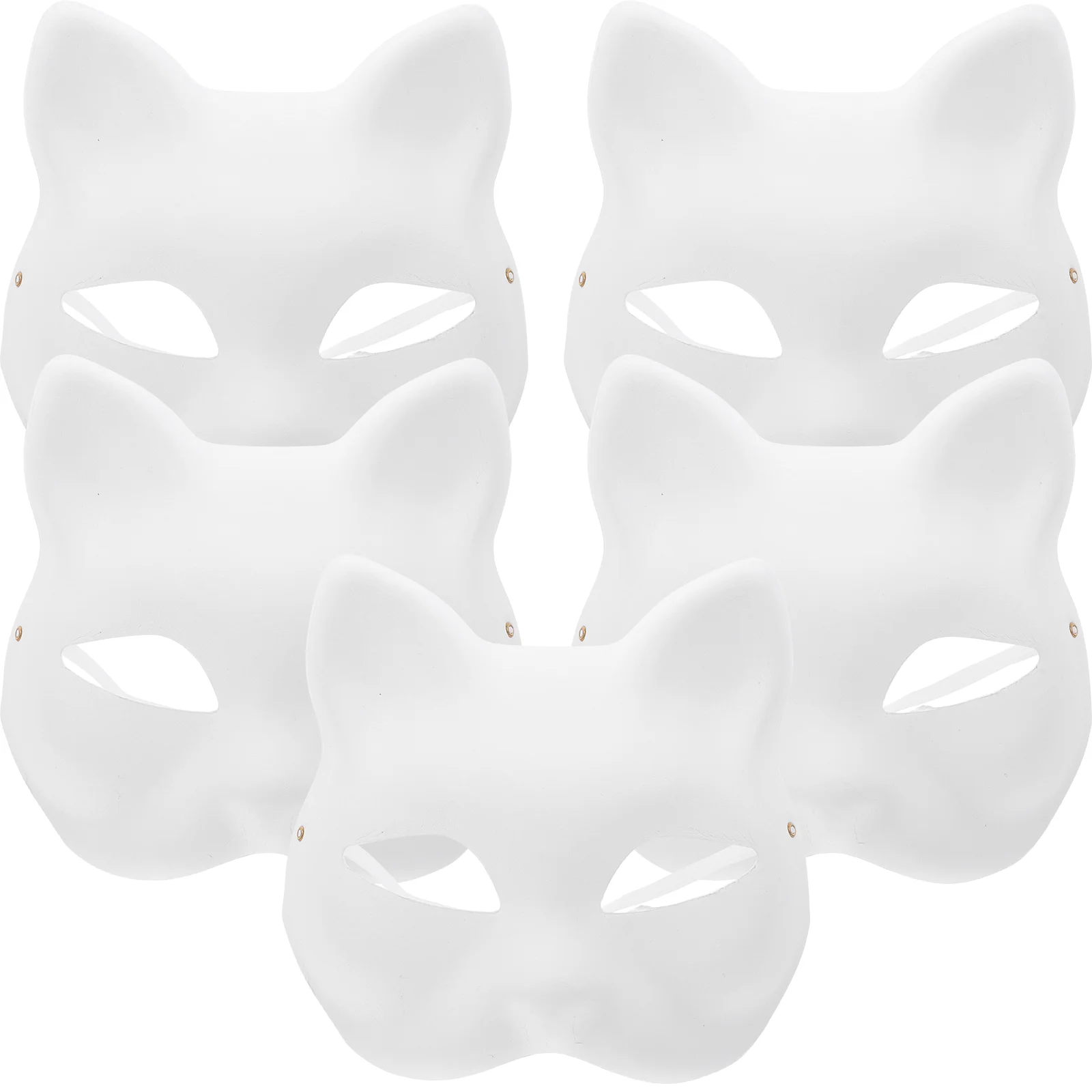5 Pcs Paintable Cat Mask Blank Half Face Cosplay Halloween Party White Masks Child