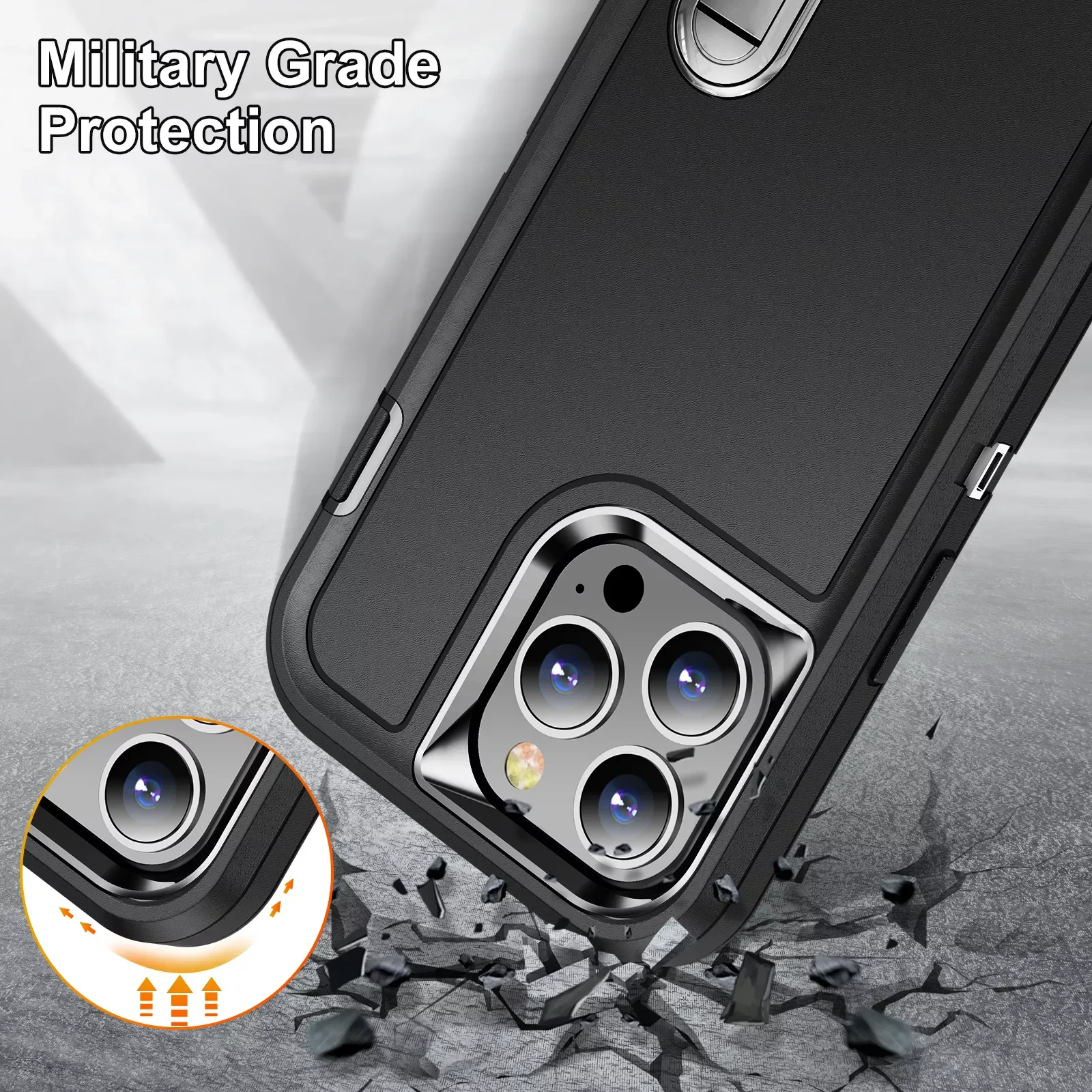 

Free Shipping For iPhone 13 14 Pro Max 11 12 Pro Max 6 6s 7 8 Plus SE 2022 X Xs XR Metal Bracket Back Cover Armor Shockproof Def