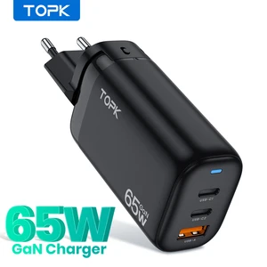topk b314p 65w usb phone charger for iphone pd fast charge gan charger type c mobile phone chargers adapter quick charge 4 3 0 free global shipping