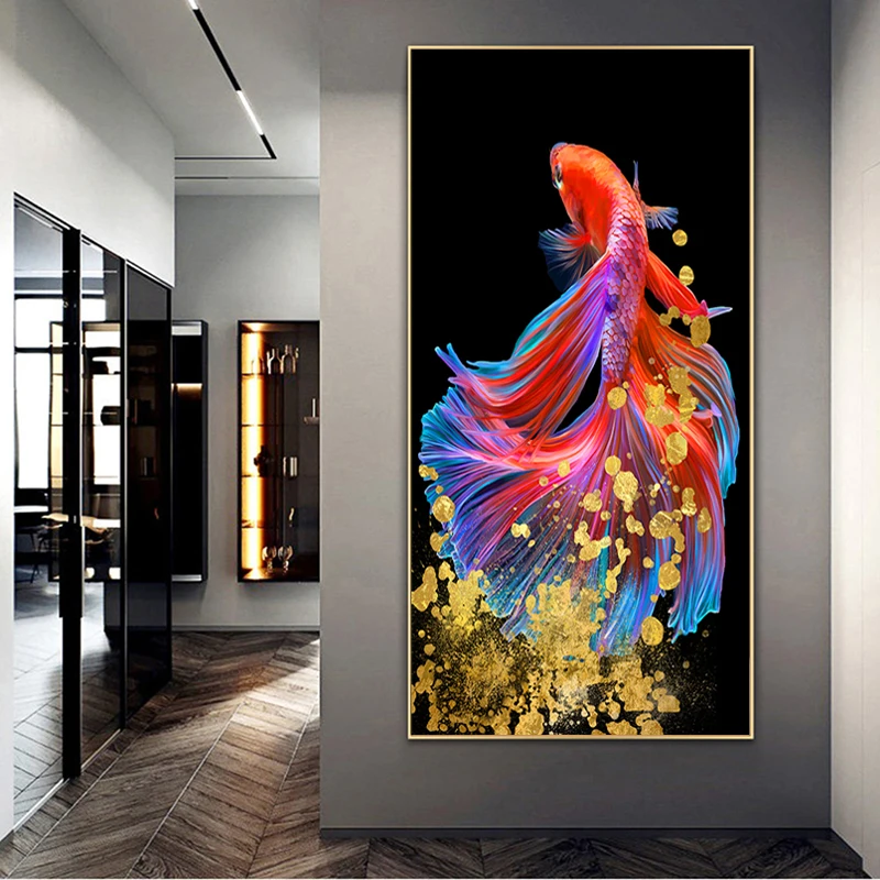 

Color Koi Fish Painting Wall Art Picture Canvas Painting Print Modern Poster for Aisle Living Room Interior Decoration Cuadros