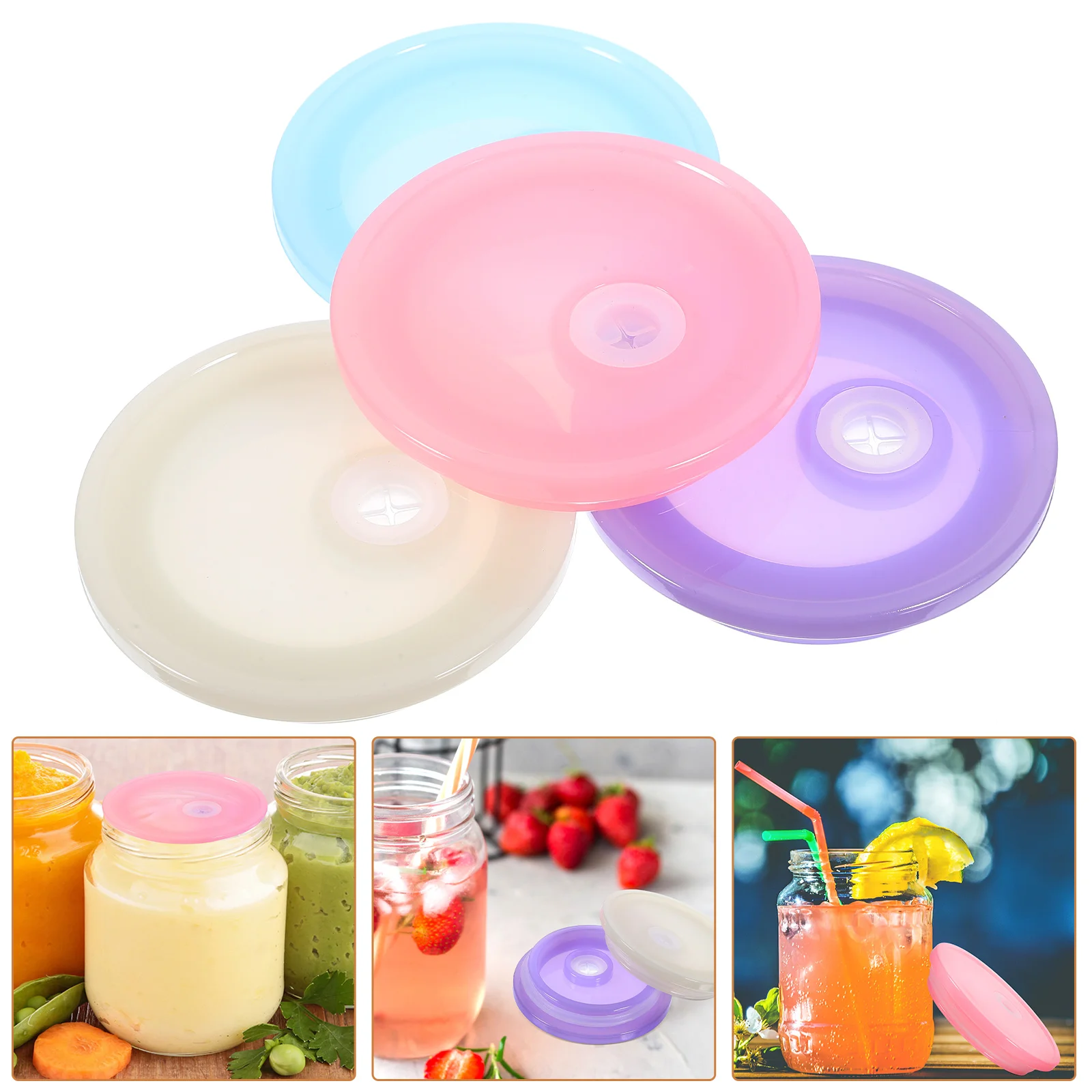

4pcs Multipurpose Lid Cup Sealing Lid Glass Water Cup Lid Round Glass Cup Sealing Lid