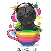 heat transfer clothes t shirt thermal stickers decoration printing 18 4x22 6cm colorful cup dog animal iron on patches for diy